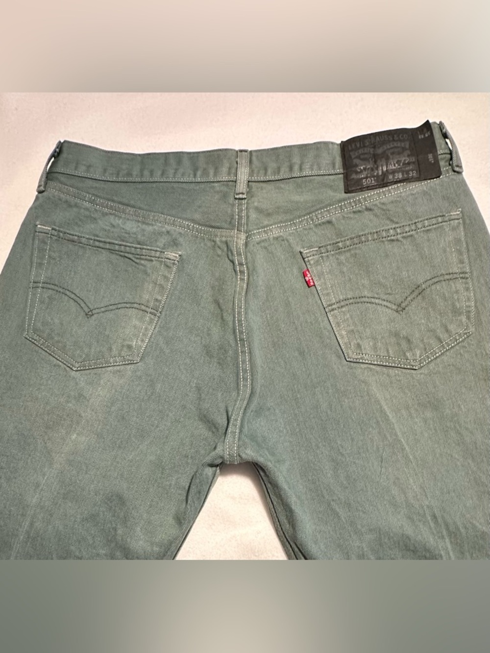 Levi's 501 Green Straight Leg Denim Jeans Black Label Red Tag Button Fly - Picture 9 of 9